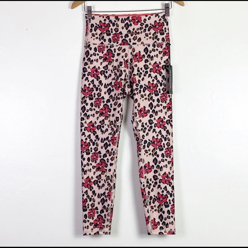 Wildfox Women's High Waist/Rise Natural Coral Wild Leopard Floral 7/8 Leggings